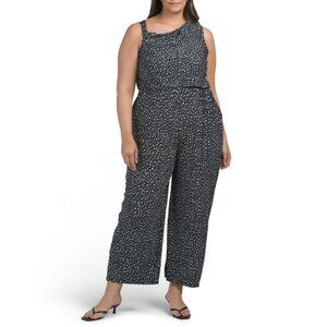 GILLI Black/White Plus Cowl Neck Jumpsuit